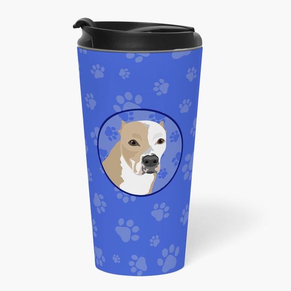 Pit Bull Fawn #4  Stainless Steel 16 oz  Tumbler, Blue - Picture 2 of 4